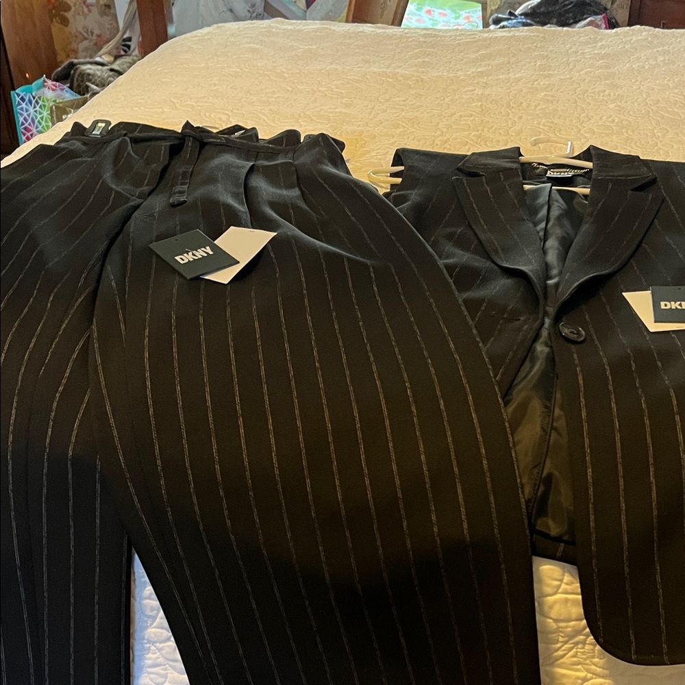 DKNY Black Striped Suit Ensemble